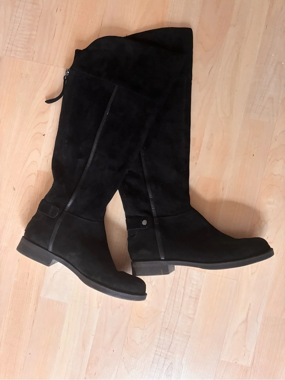 Franco Sarto Black Suede Knee-High Riding Boots
